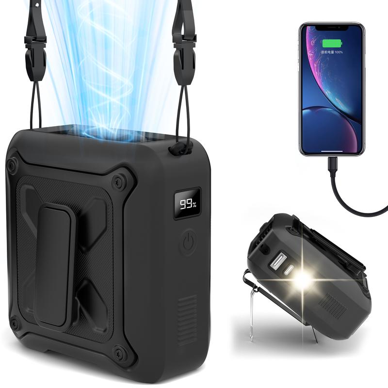 Waist Fan, PowerBank, Portable Fan, Flashlight